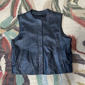 Vintage‎ grunge biker button up leather vest size large